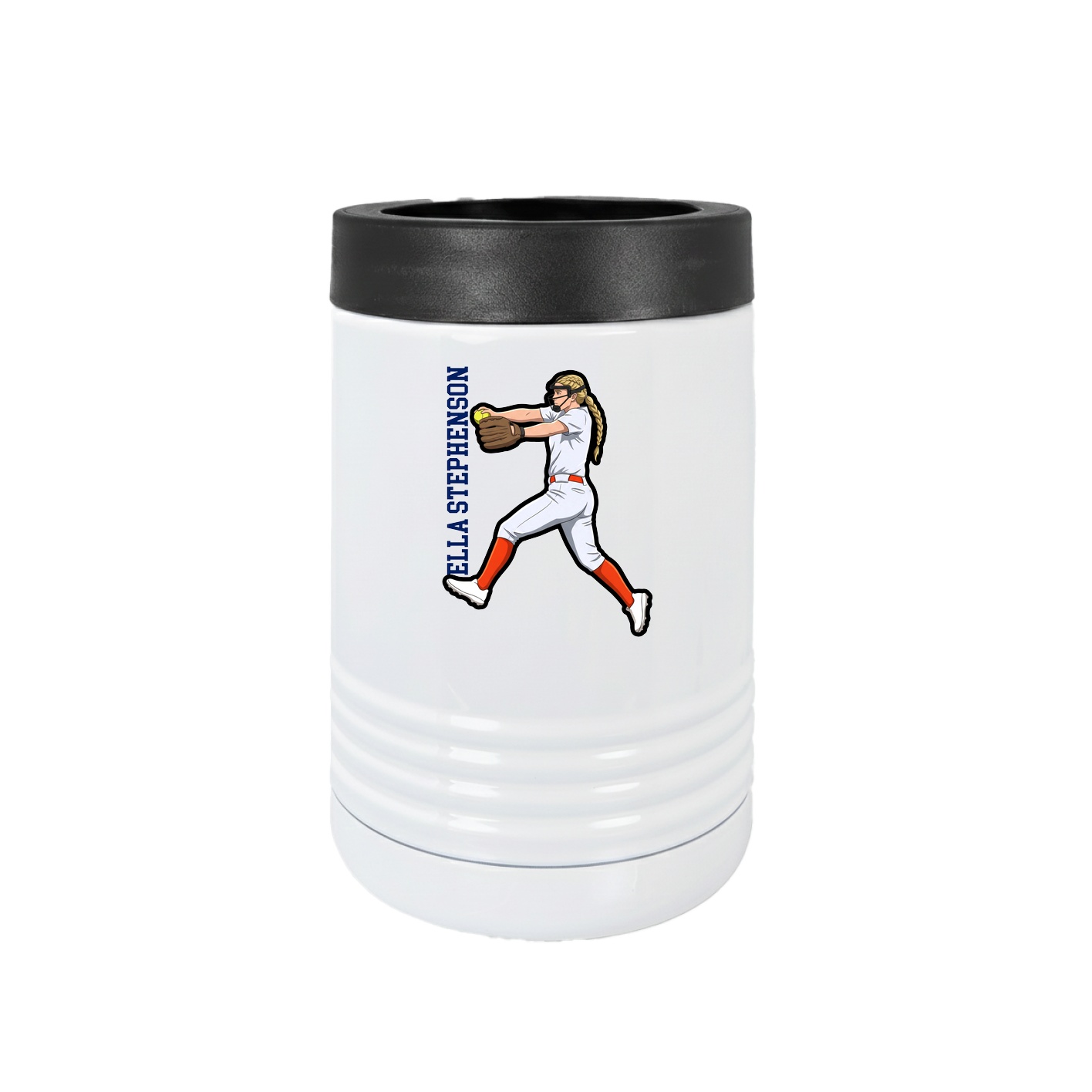 Beverage Holder — Name Vertical in White