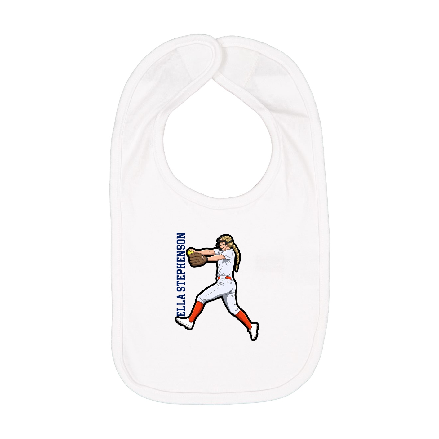 Infant Bib — Name Vertical in White