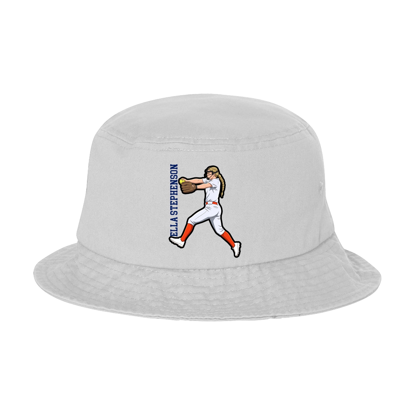 Bucket Cap — Name Vertical in White