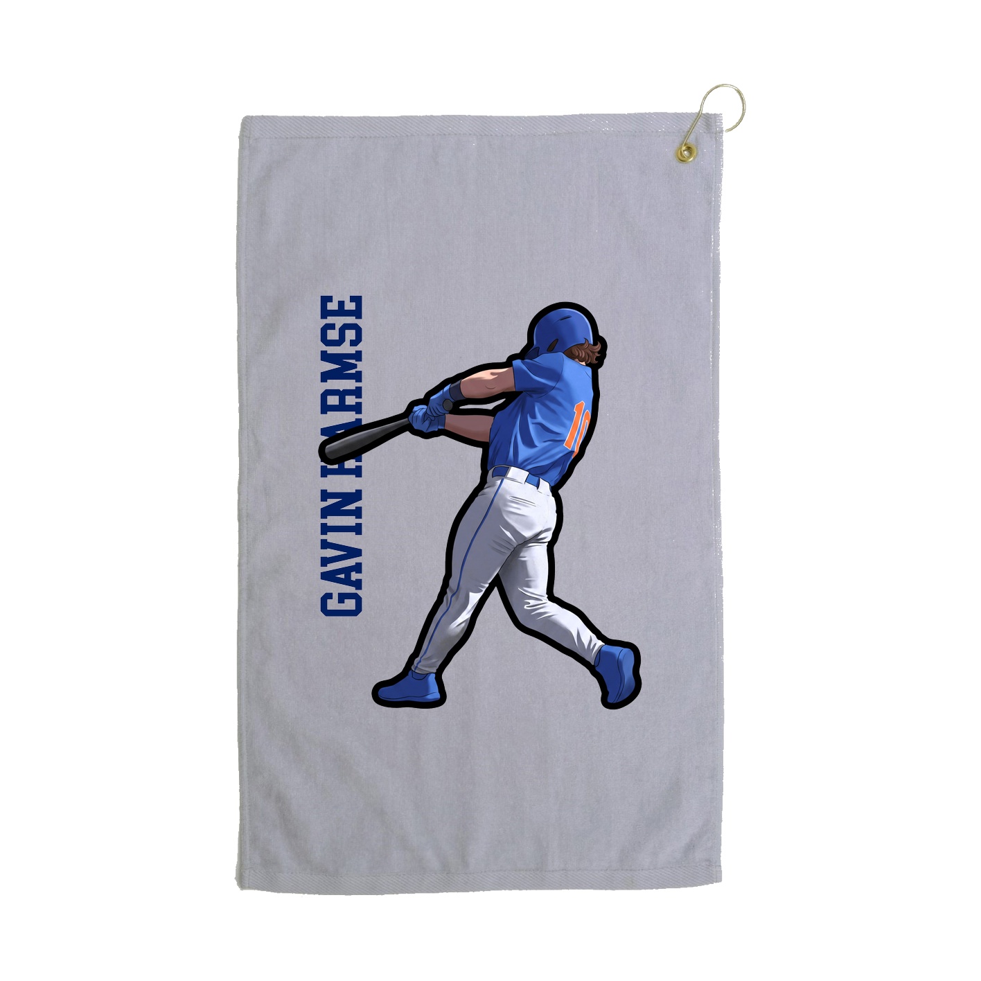 Golf Towel — Name Vertical in Grey