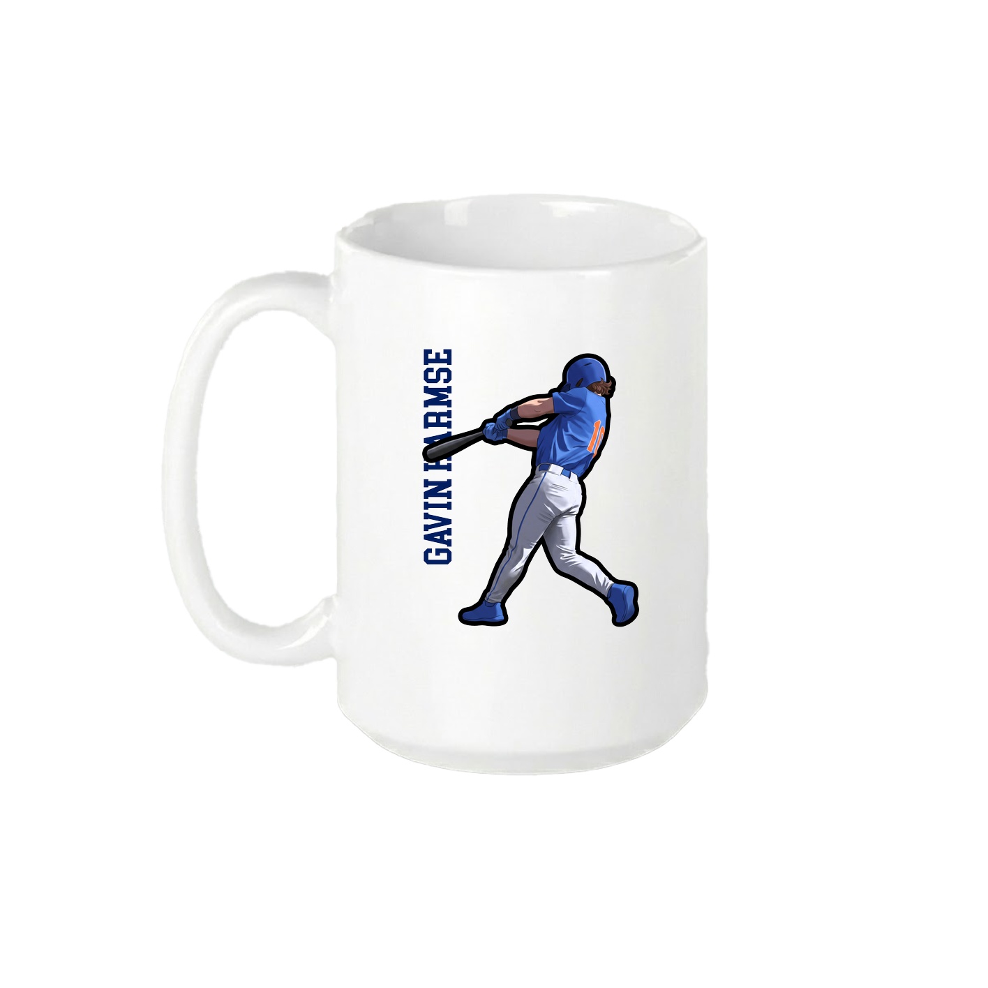15oz Coffee Mug — Name Vertical in White