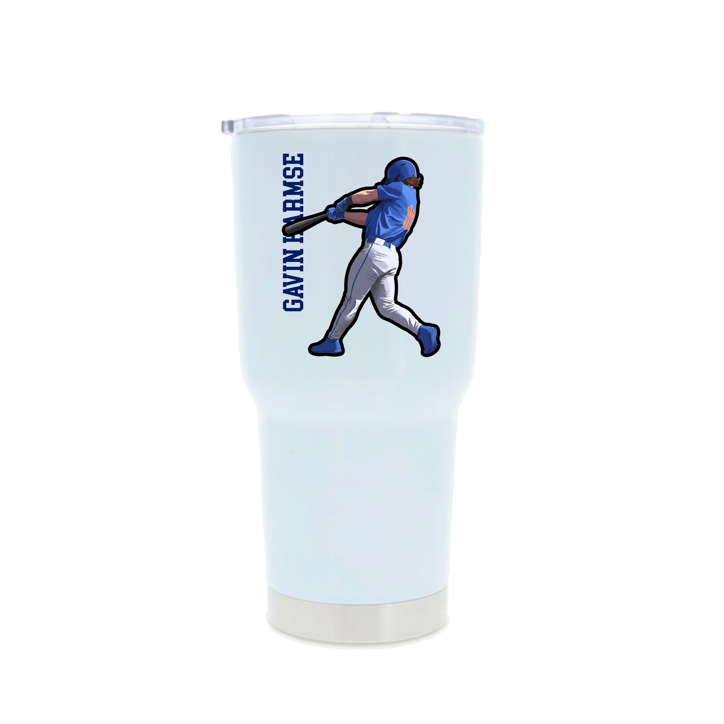 30oz Stainless Steel Tumbler — Name Vertical in White