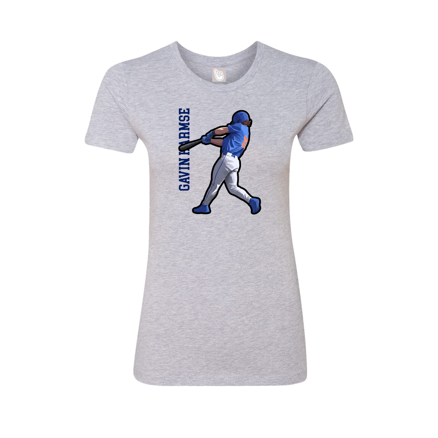 Fitted Women's Tee — Name Vertical in Grey