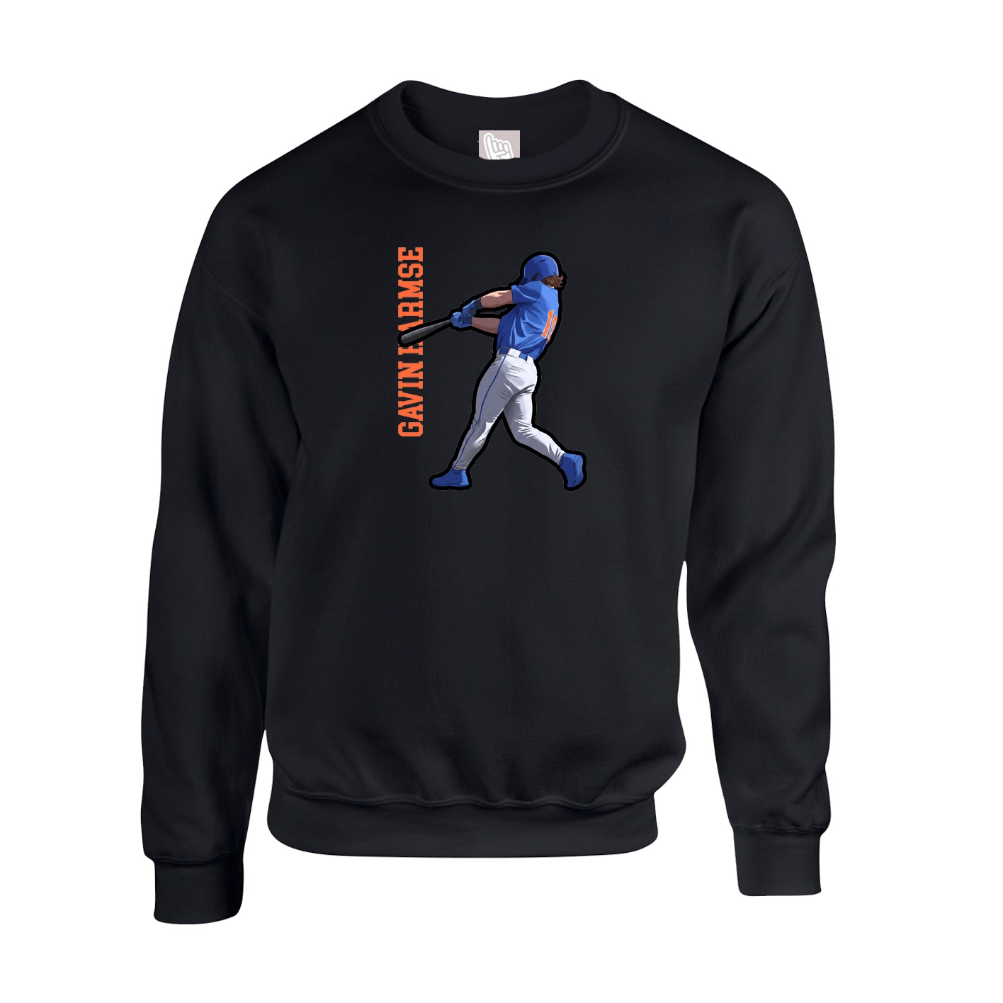 Fleece Crew — Name Vertical in Black