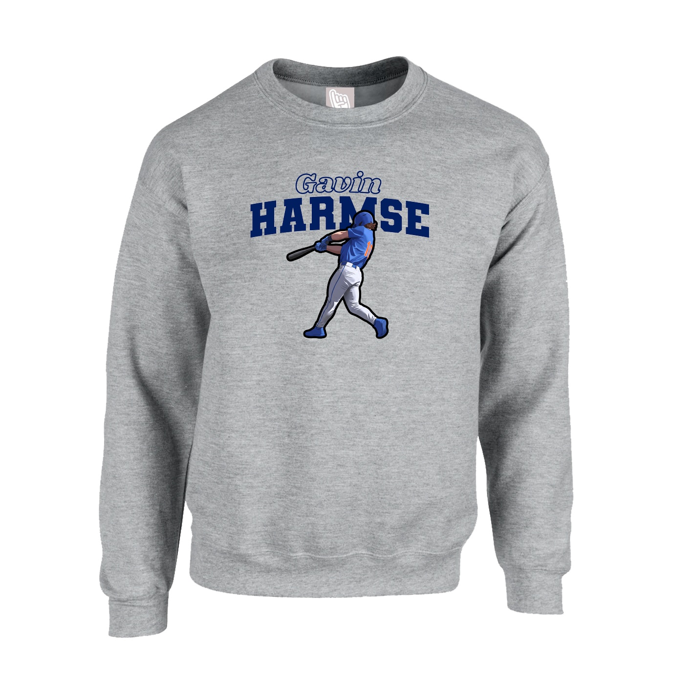 Fleece Crew — Name Arch in Grey
