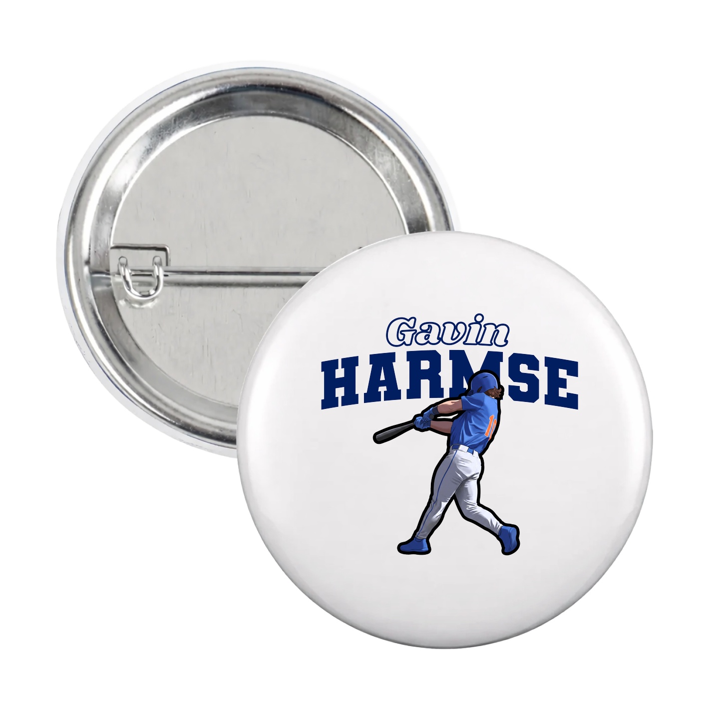 Game Day Button — Name Arch in White