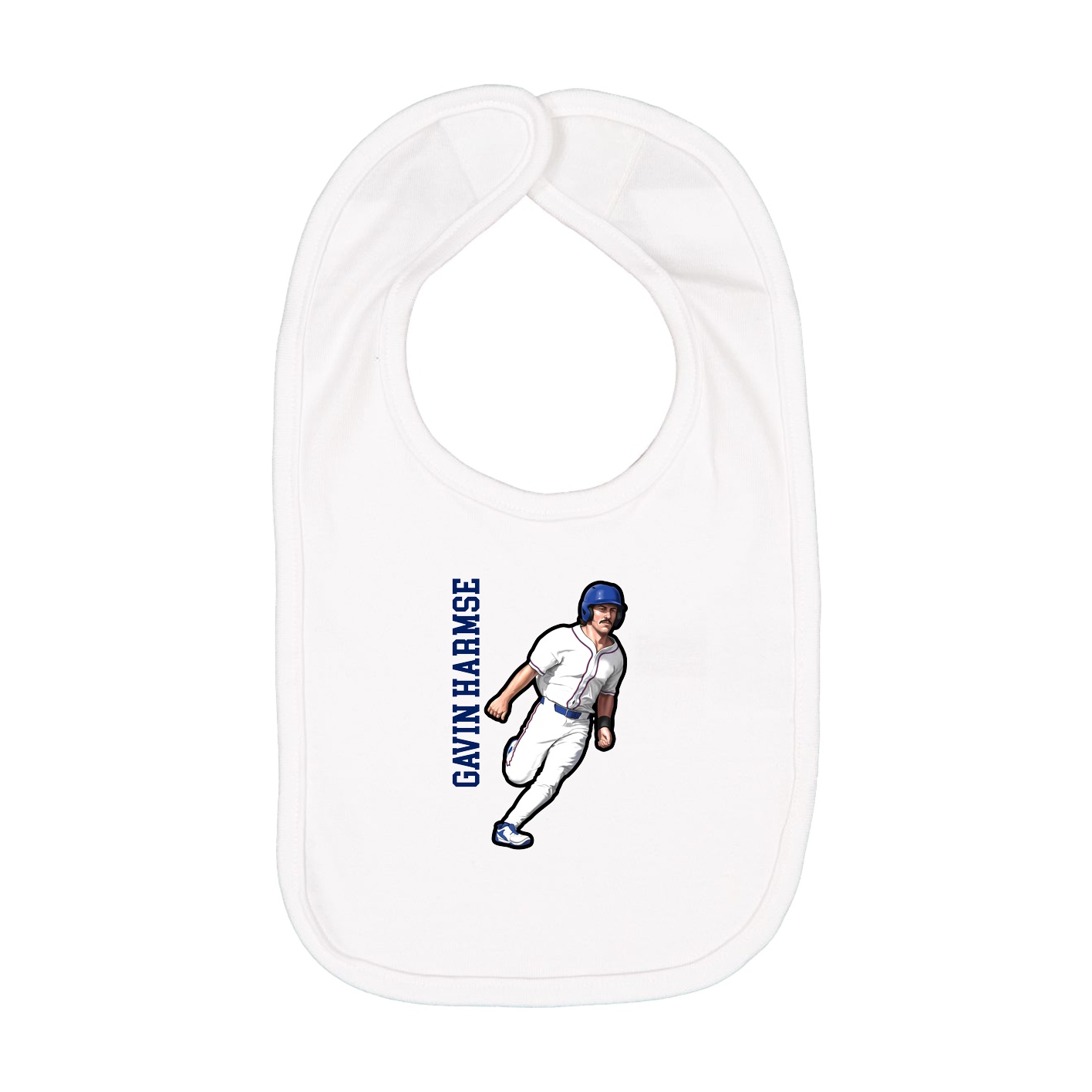 Infant Bib — Name Vertical in White