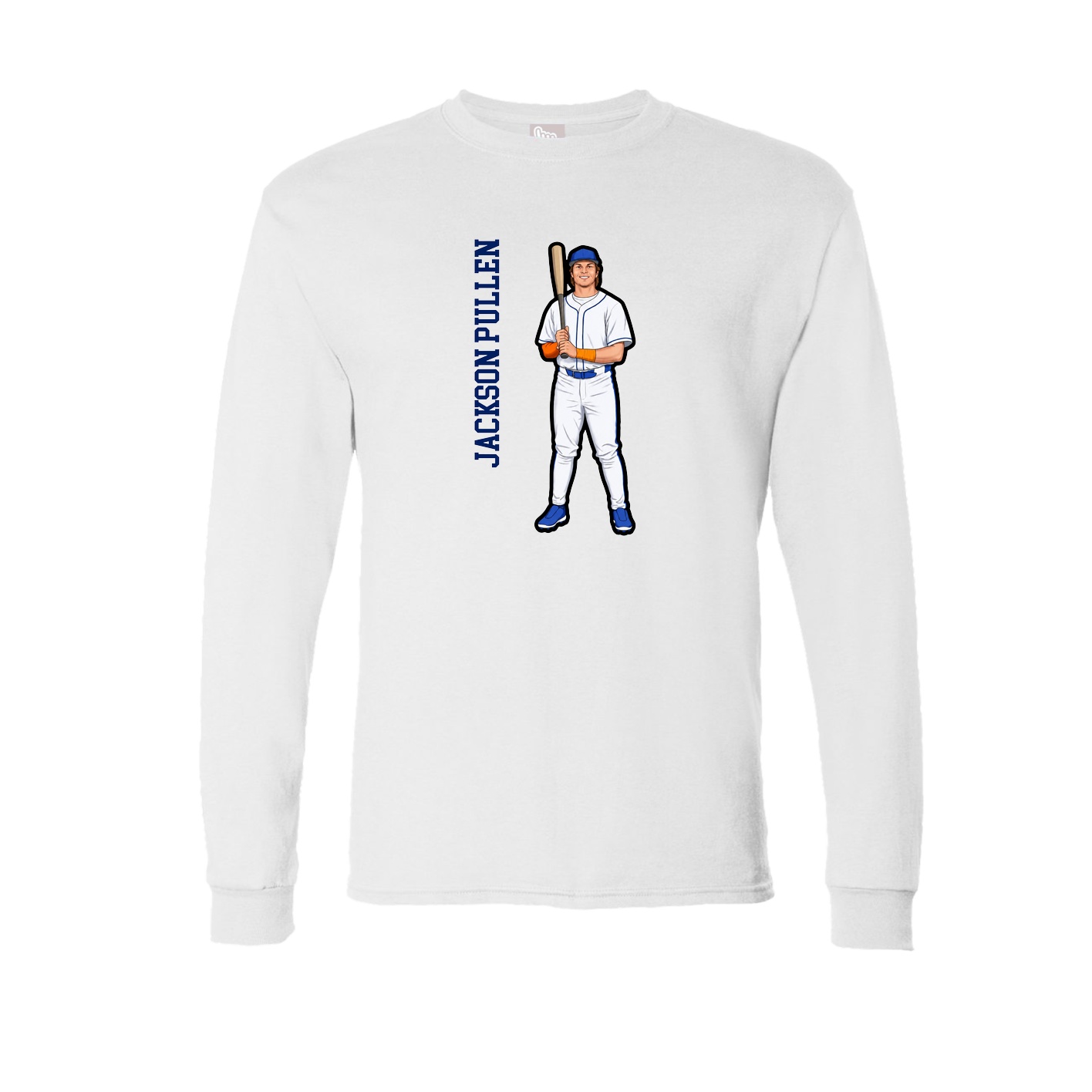 Long Sleeve Tee — Name Vertical in White