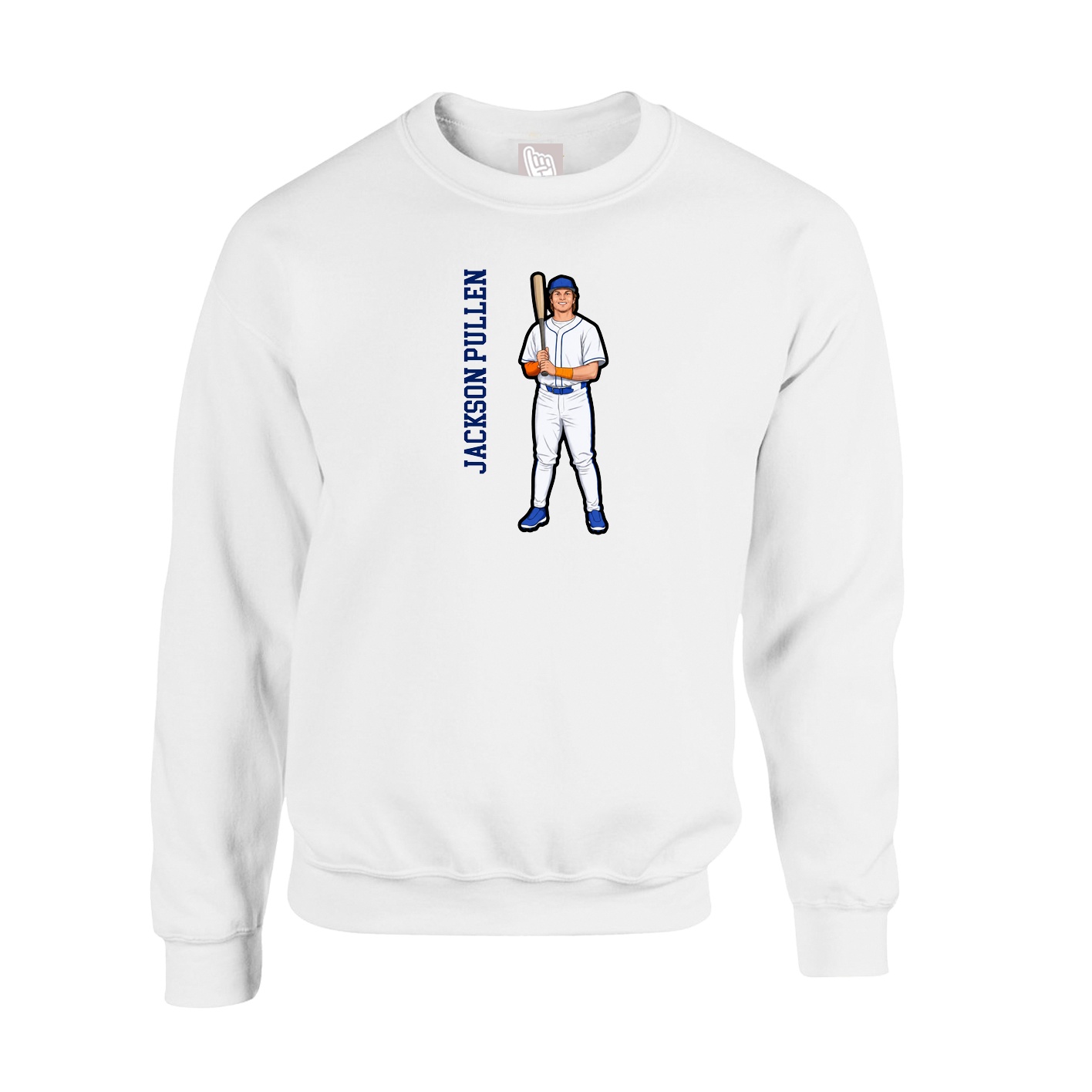 Fleece Crew — Name Vertical in White