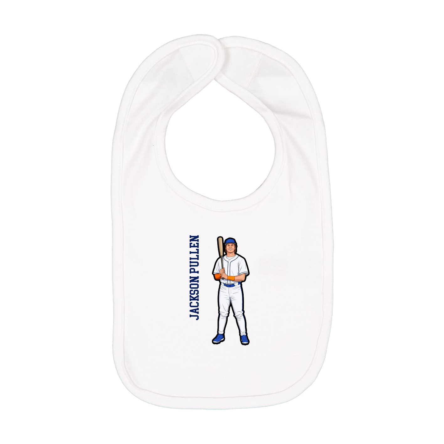 Infant Bib — Name Vertical in White