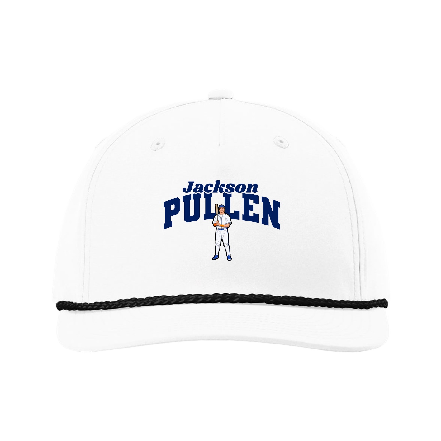 Five-Panel Classic Rope Cap — Signature Arch in White