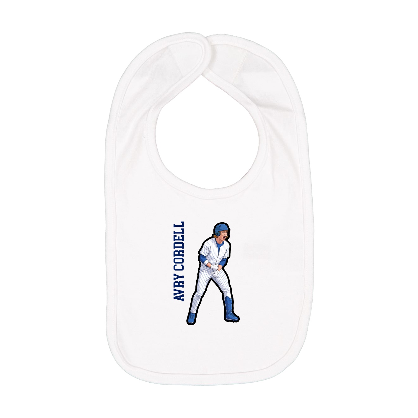 Infant Bib — Name Vertical in White