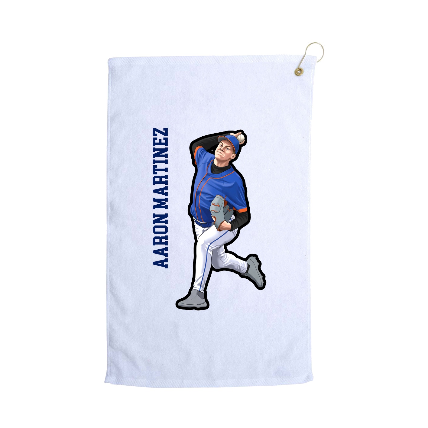 Golf Towel — Name Vertical in White