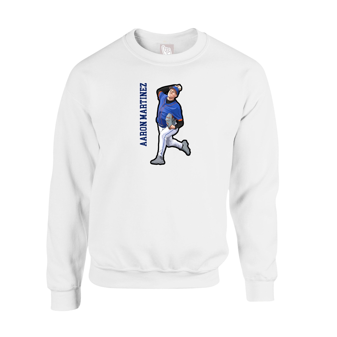 Fleece Crew — Name Vertical in White