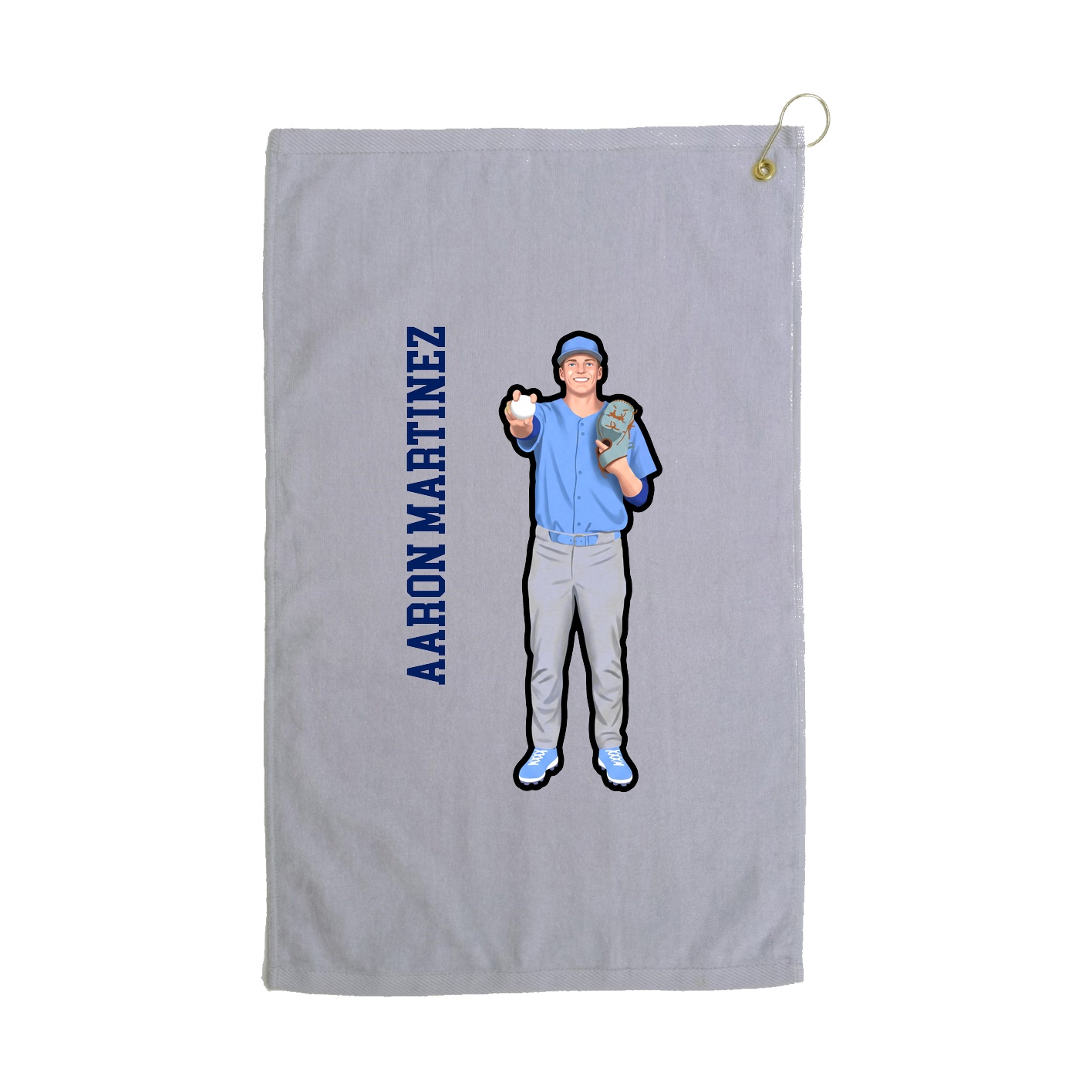 Golf Towel — Name Vertical in Grey