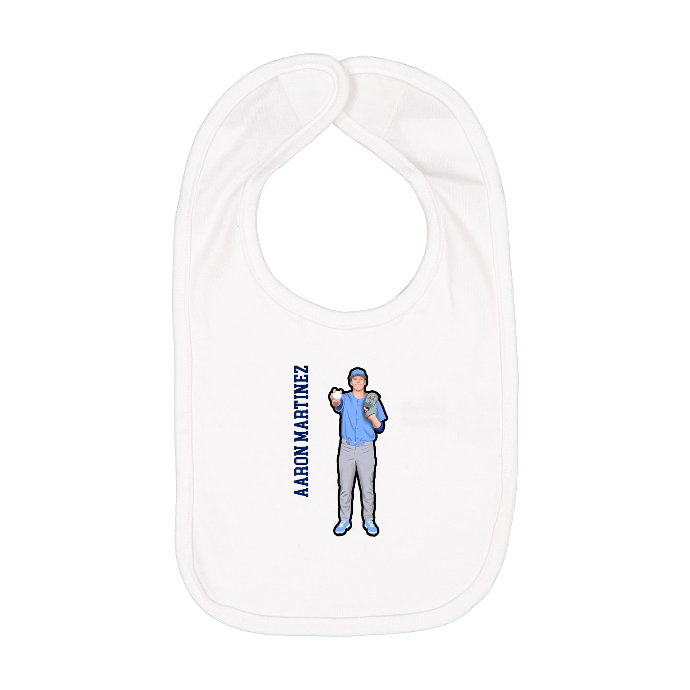 Infant Bib — Name Vertical in White