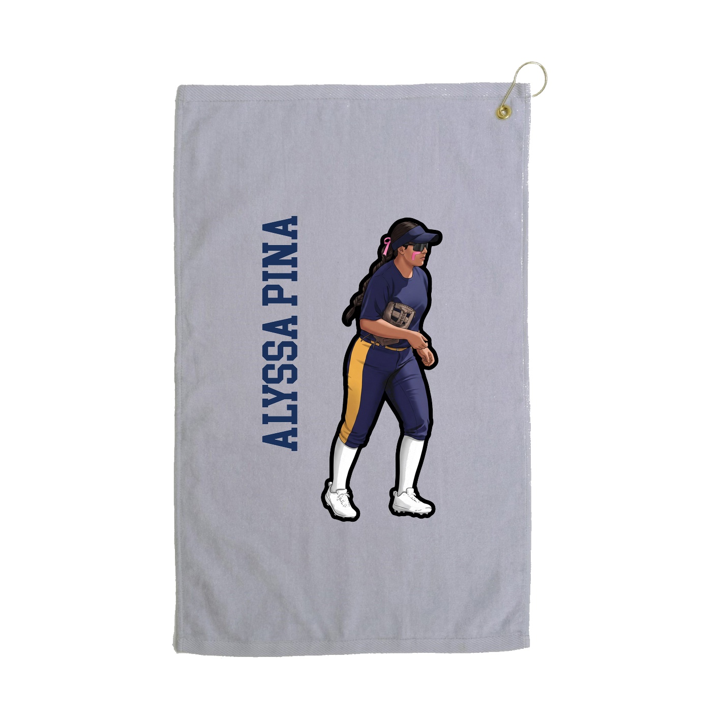Golf Towel — Name Vertical in Grey