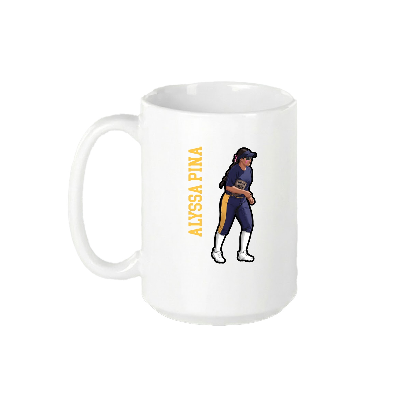 15oz Coffee Mug — Name Vertical in White