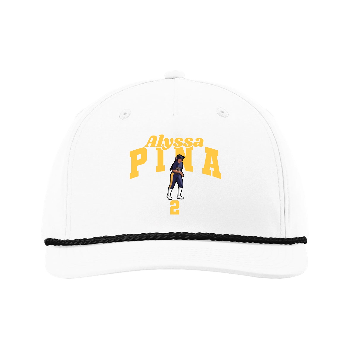 Five-Panel Classic Rope Cap — Signature Arch in White