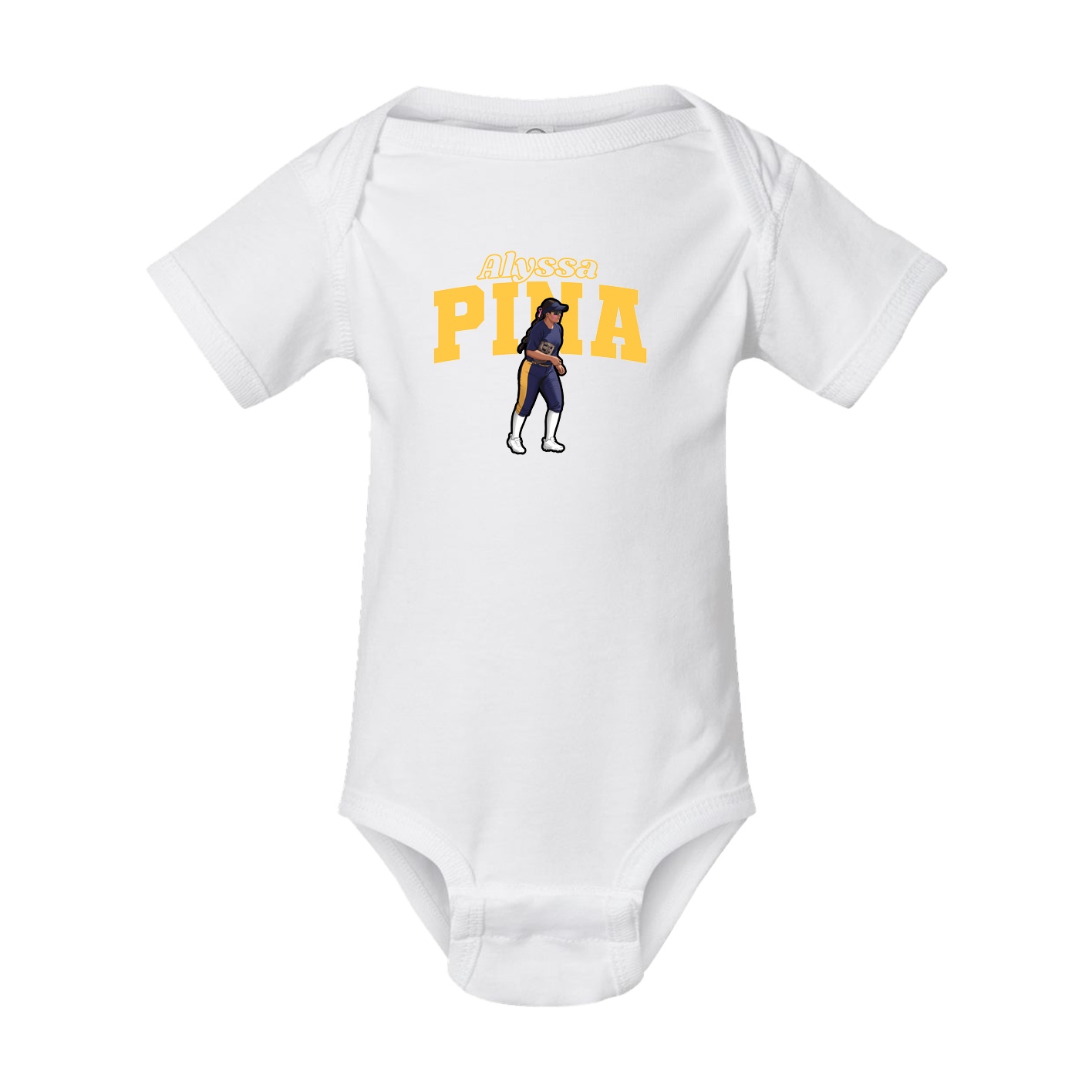 Baby Onesie — Name Arch in White