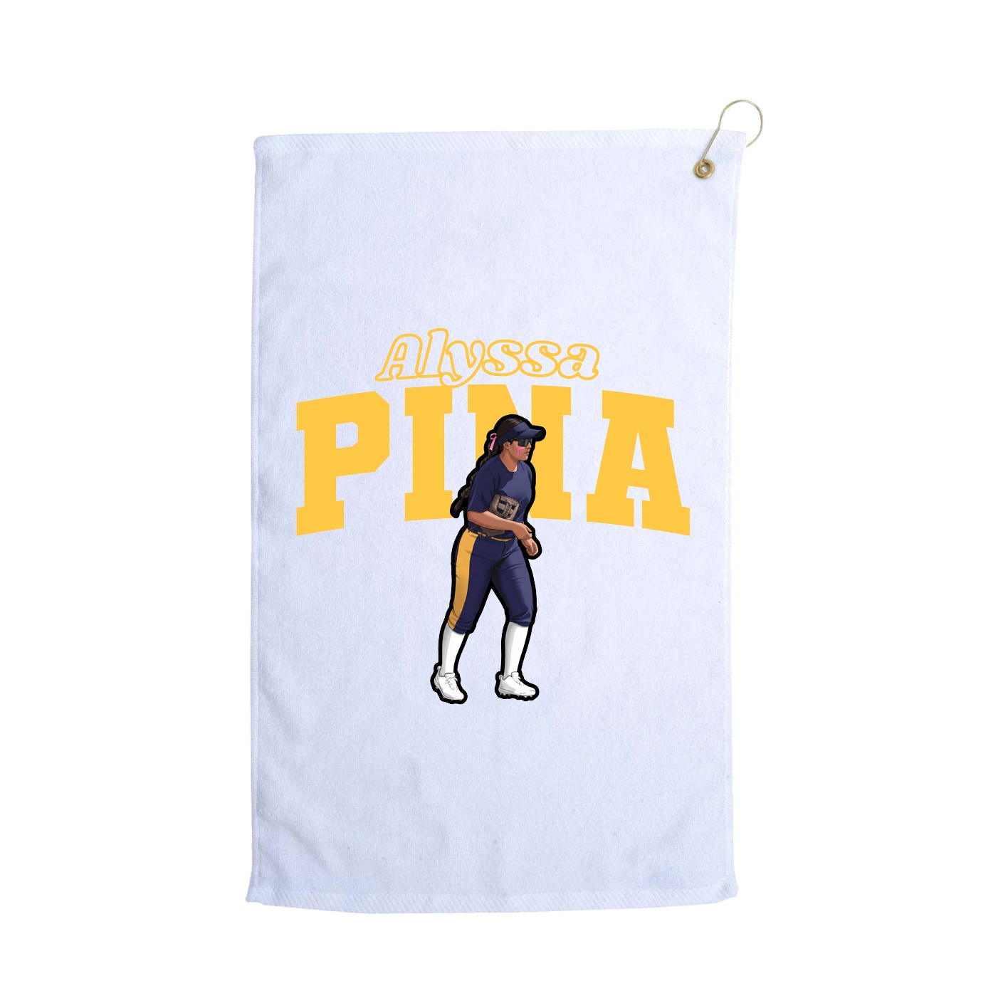 Golf Towel — Name Arch in White