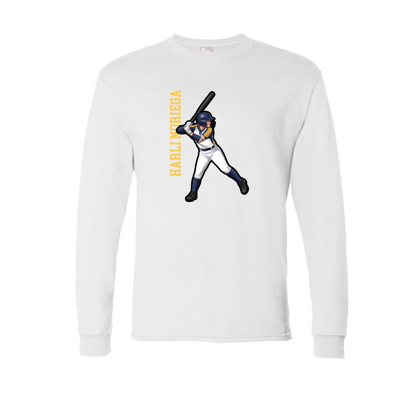 Long Sleeve Tee — Name Vertical in White
