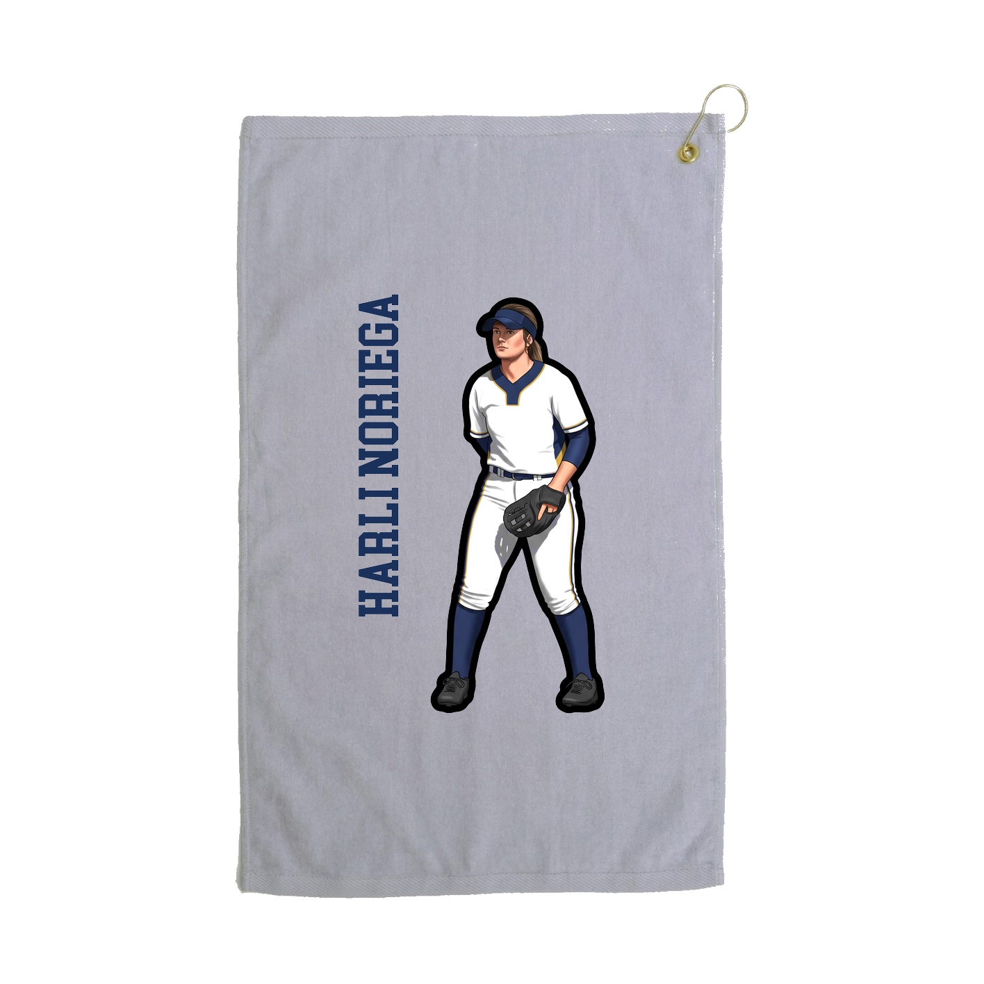 Golf Towel — Name Vertical in Grey