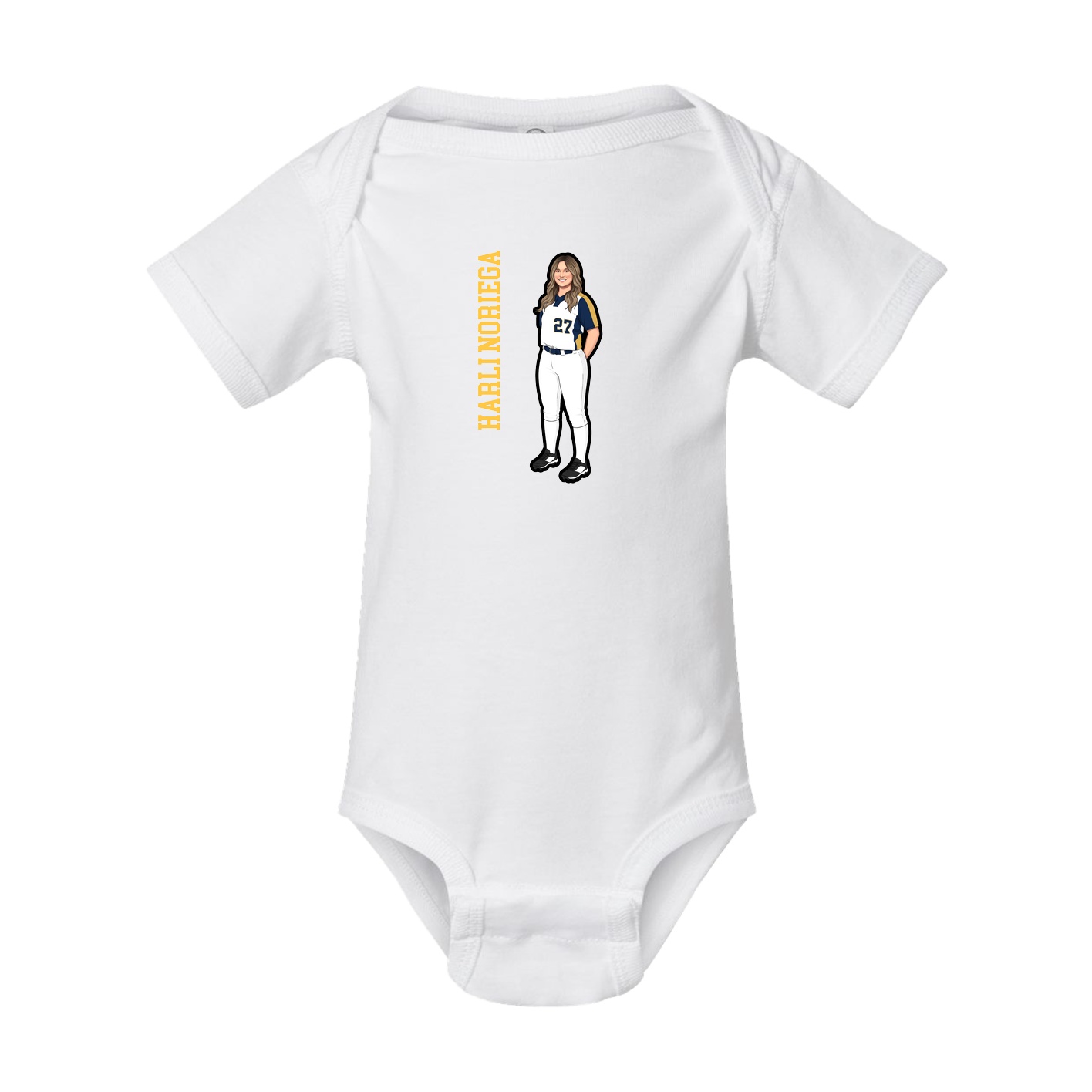 Baby Onesie — Name Vertical in White