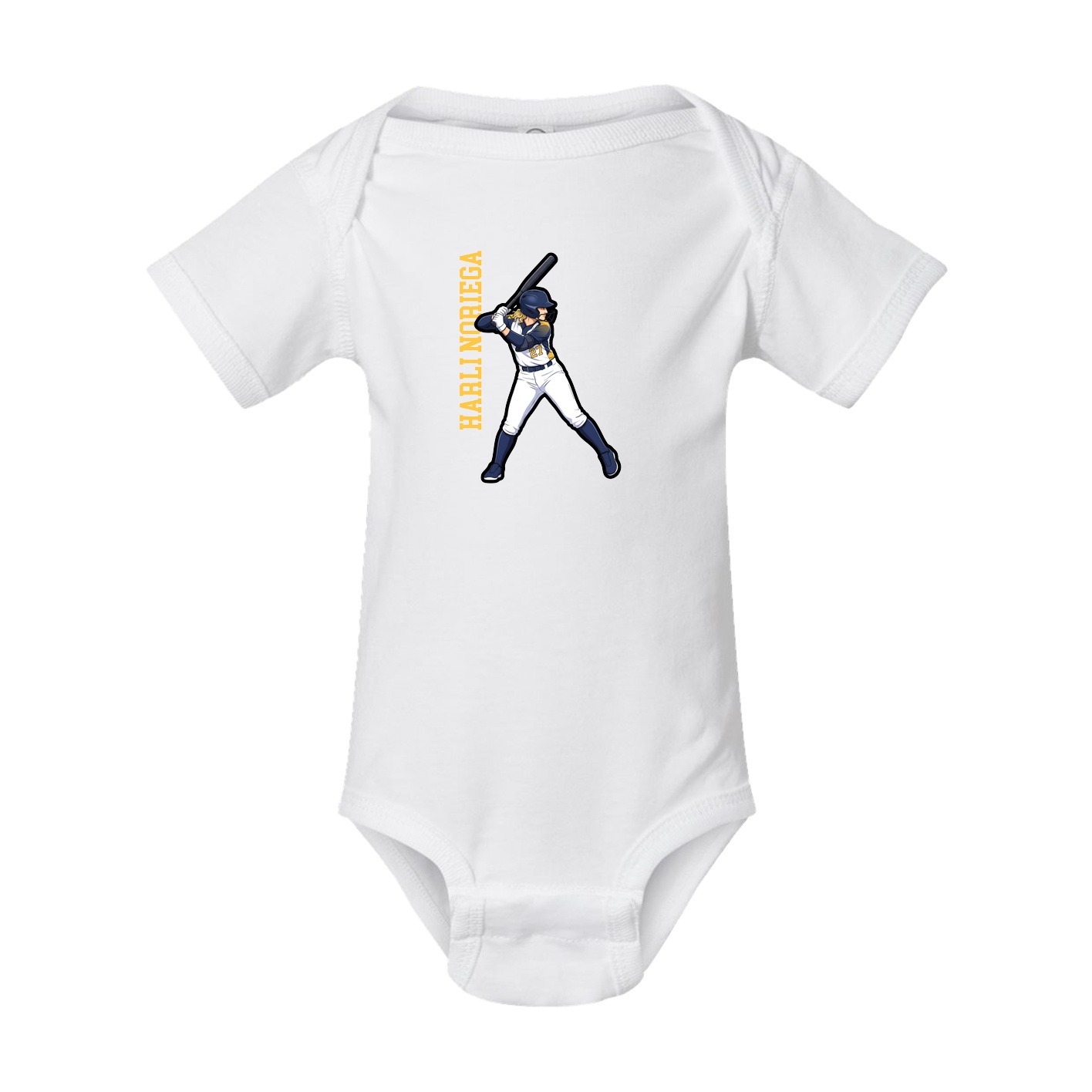 Baby Onesie — Name Vertical in White