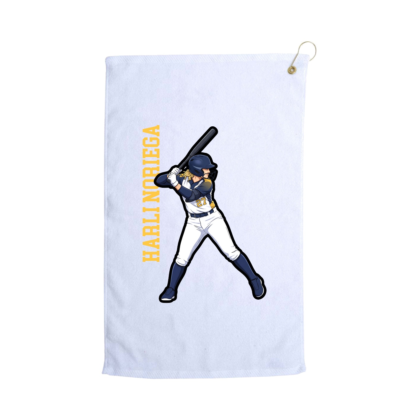 Golf Towel — Name Vertical in White