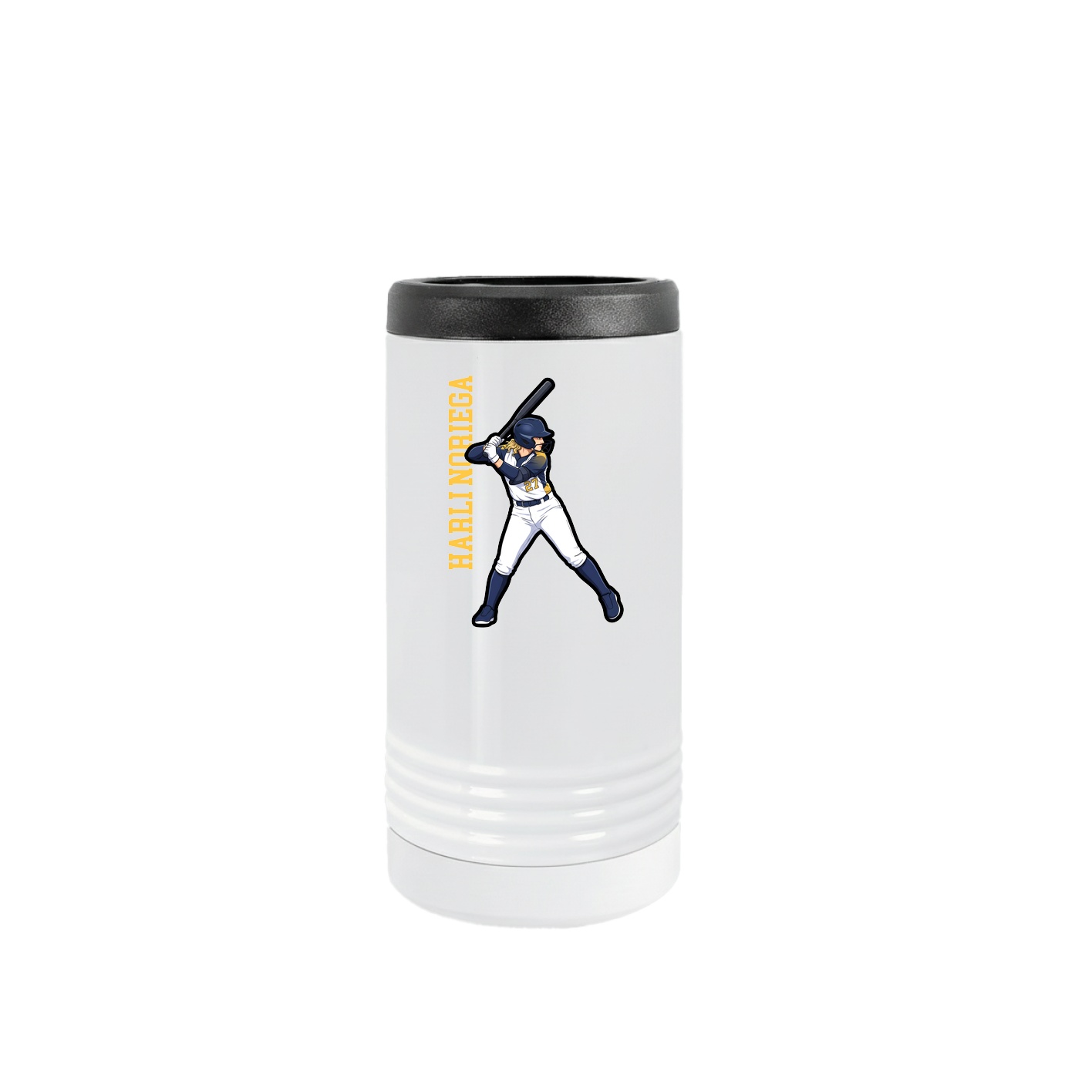 Slim Beverage Holder — Name Vertical in White