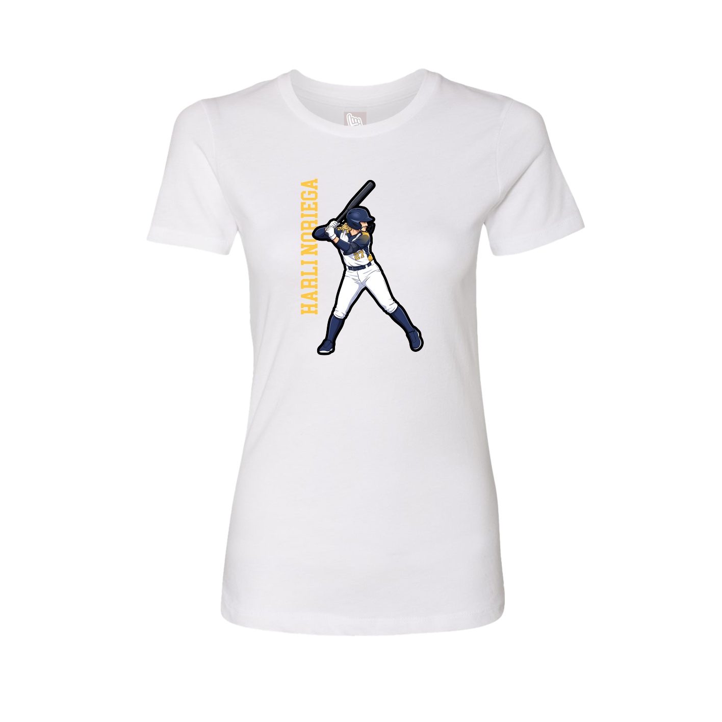 Fitted Women's Tee — Name Vertical in White