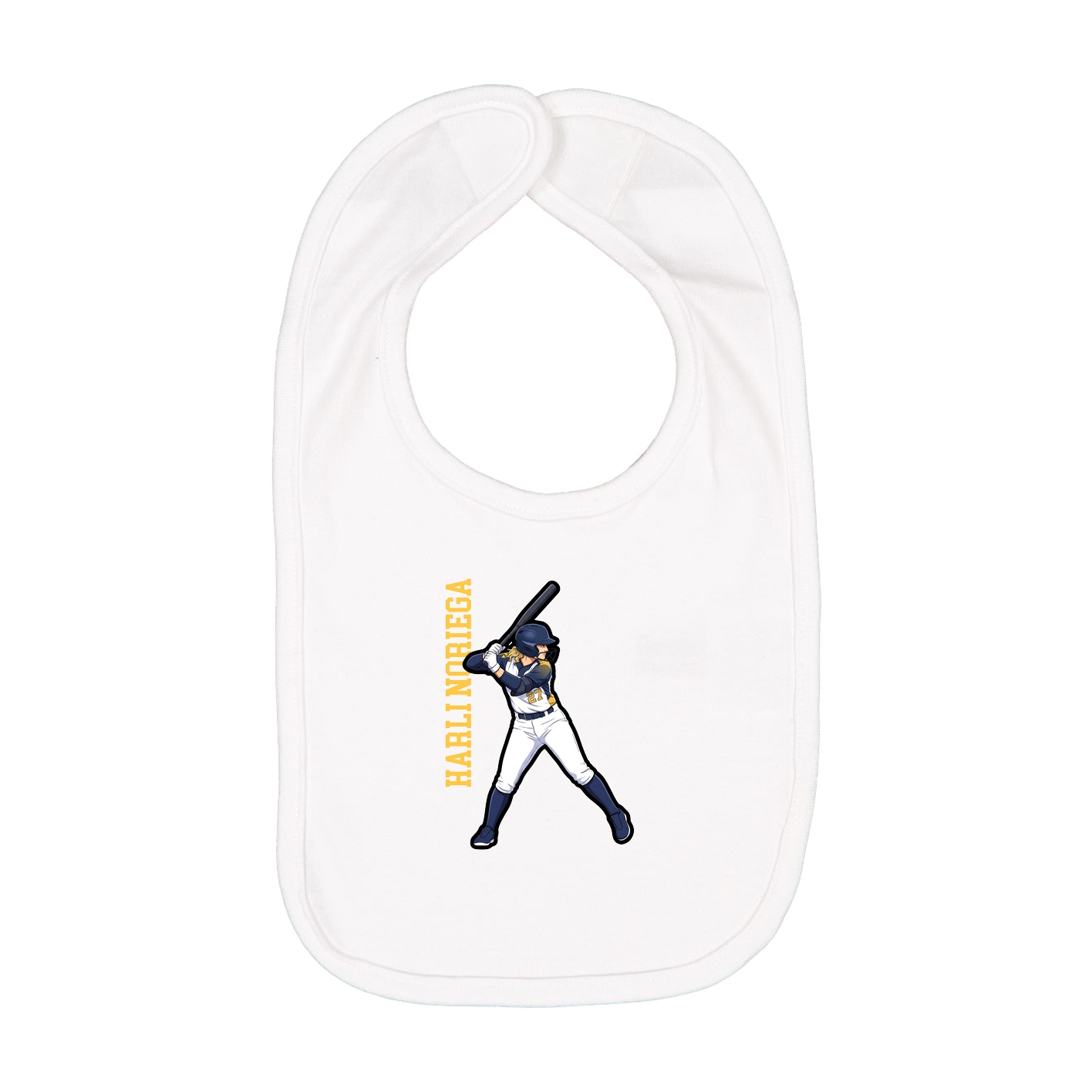 Infant Bib — Name Vertical in White
