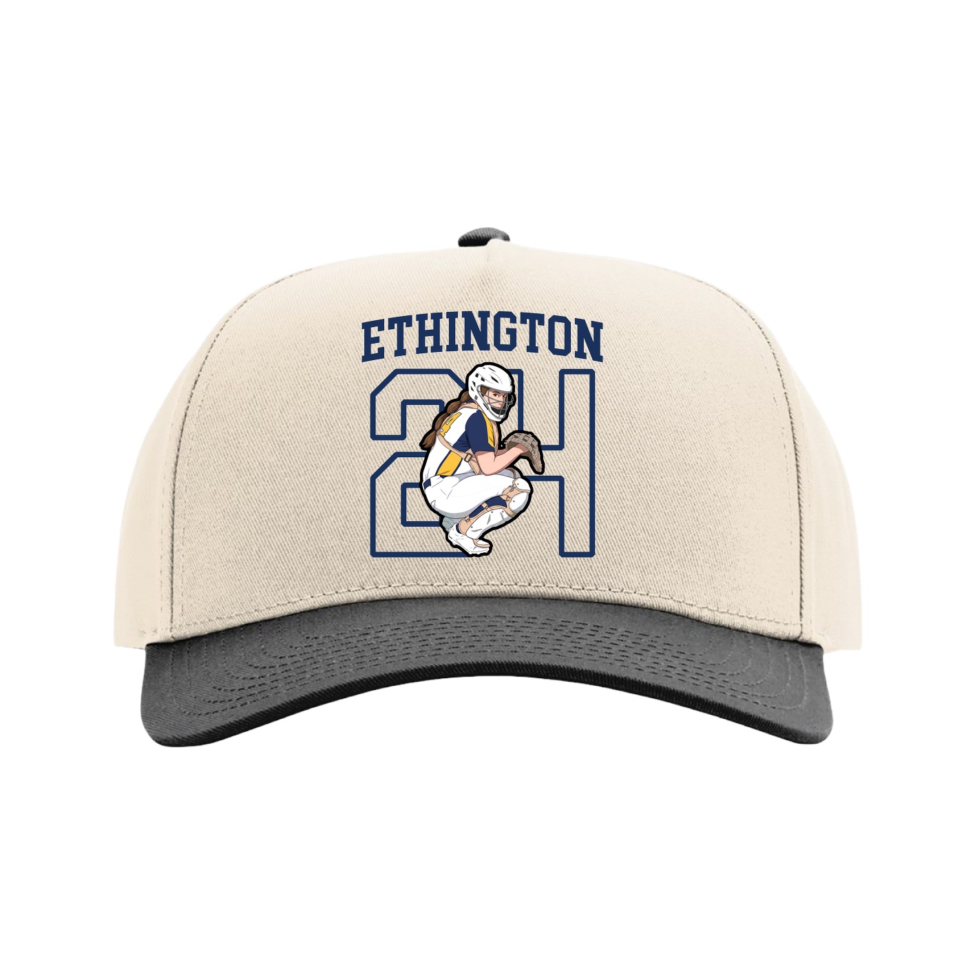 Full Fabric Five-Panel Champ Cap — Shirsey in Cream/Black