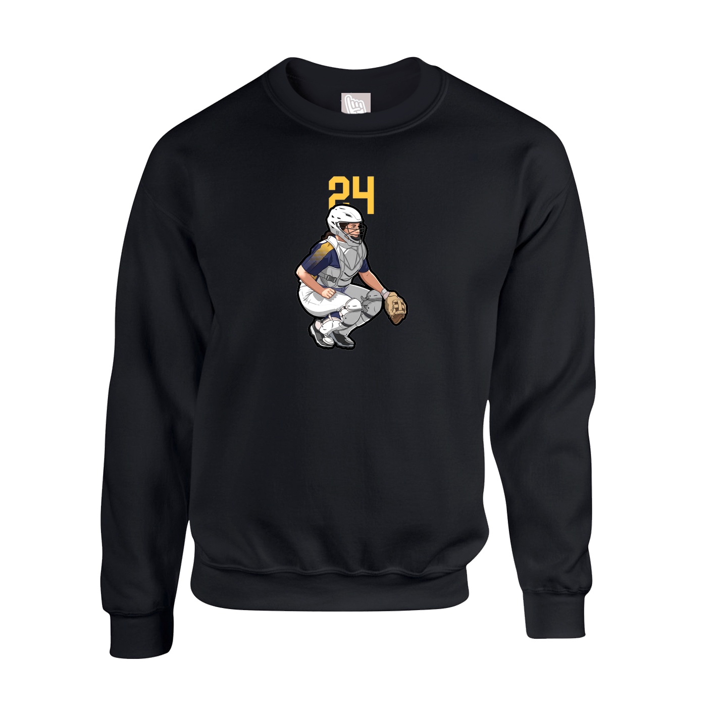 Fleece Crew — Number Top in Black