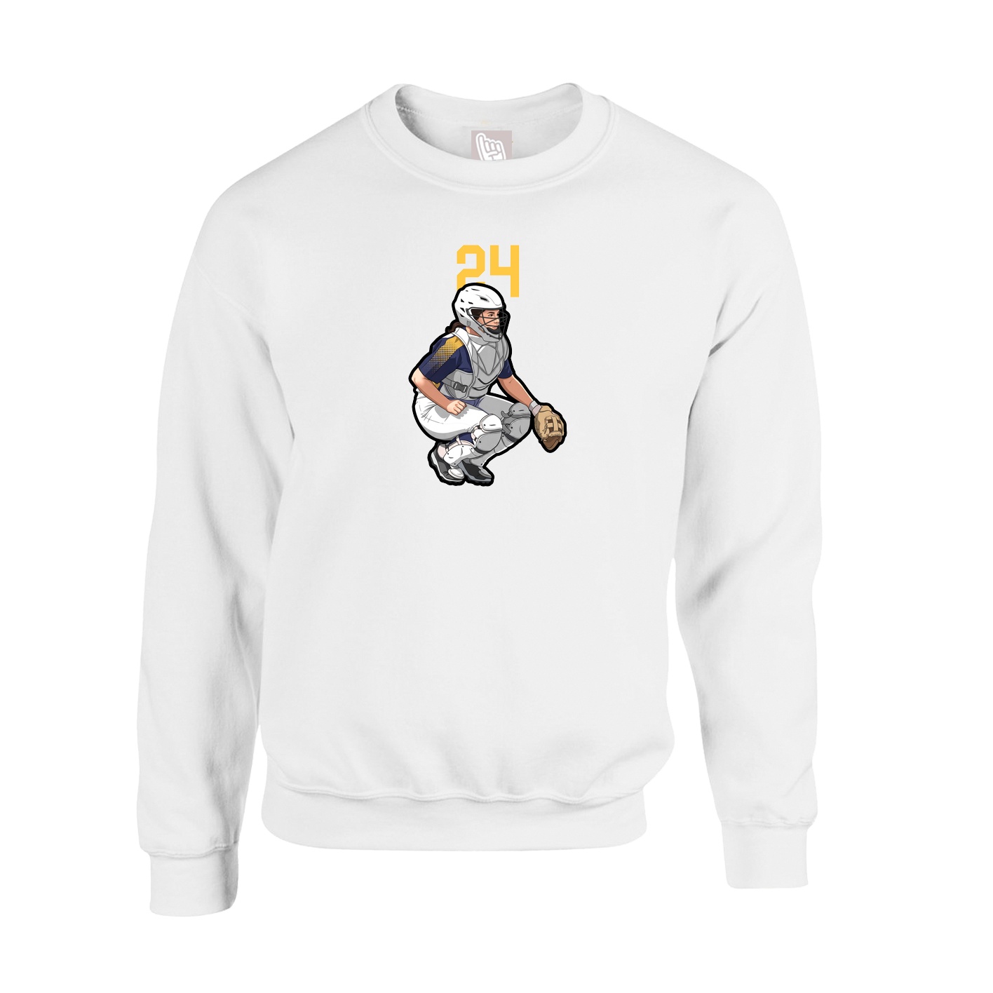 Fleece Crew — Number Top in White