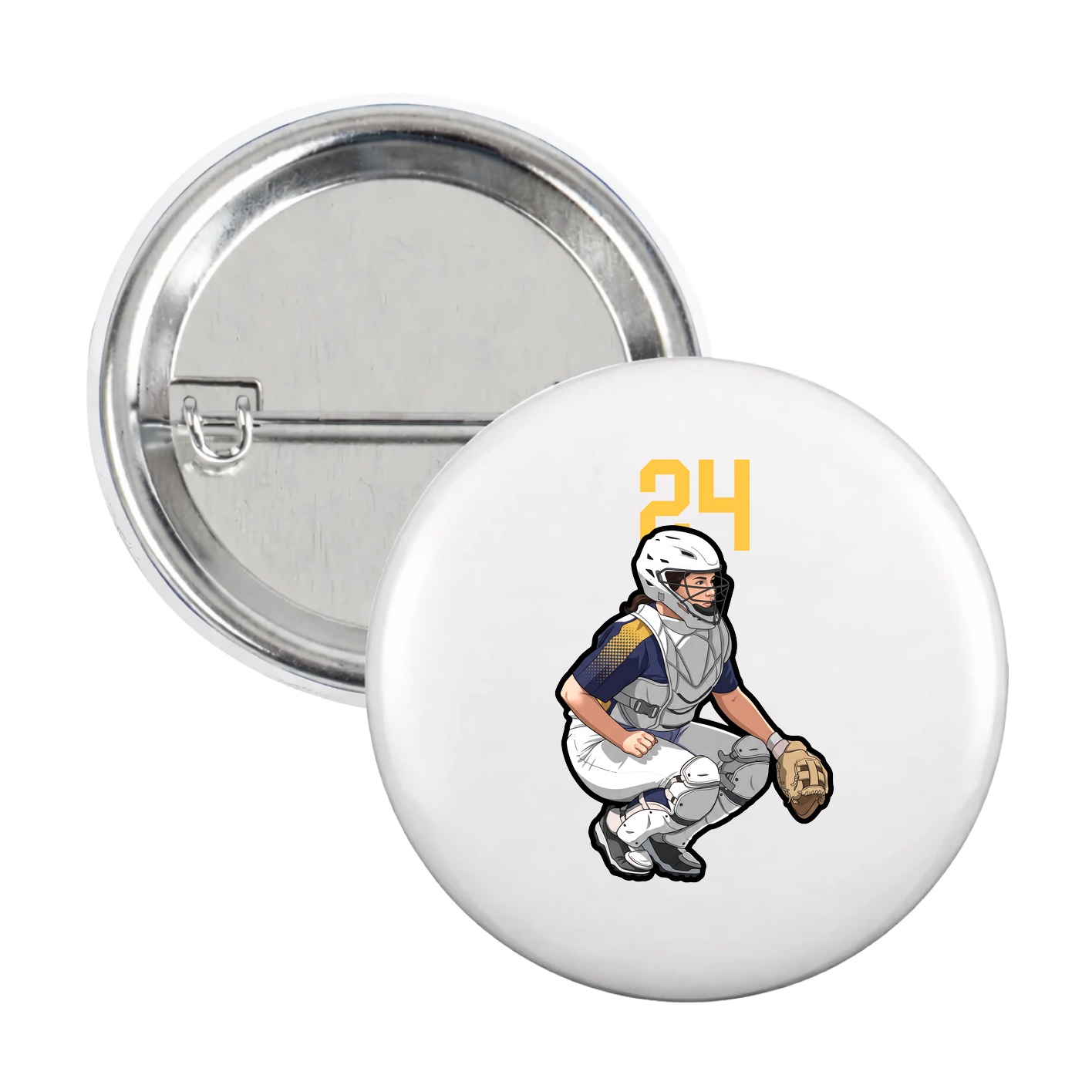 Game Day Button — Number Top in White
