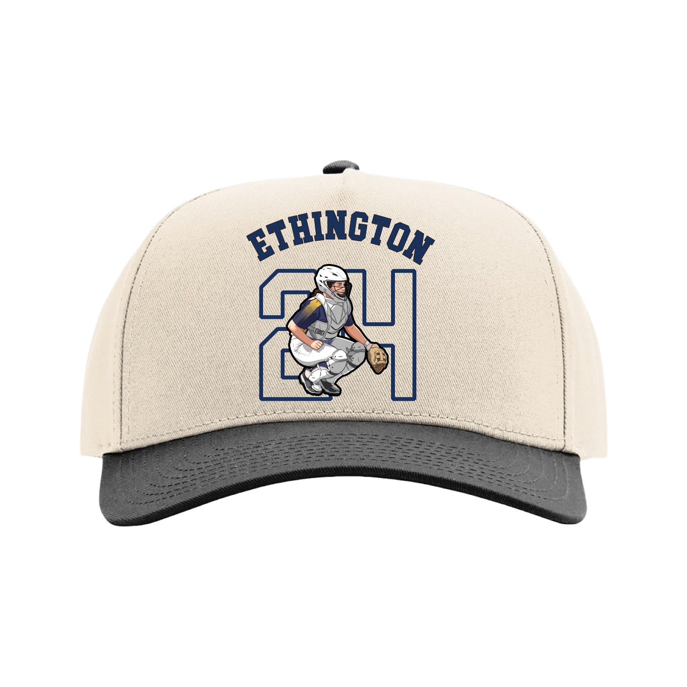 Full Fabric Five-Panel Champ Cap — Shirsey Arch in Cream/Black