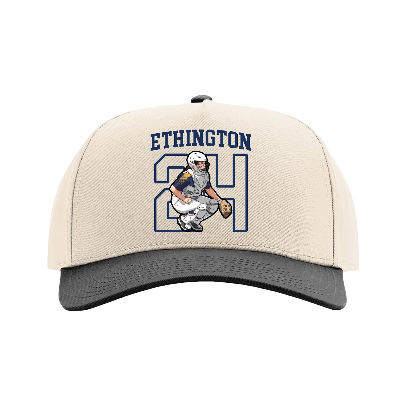 Full Fabric Five-Panel Champ Cap — Shirsey in Cream/Black
