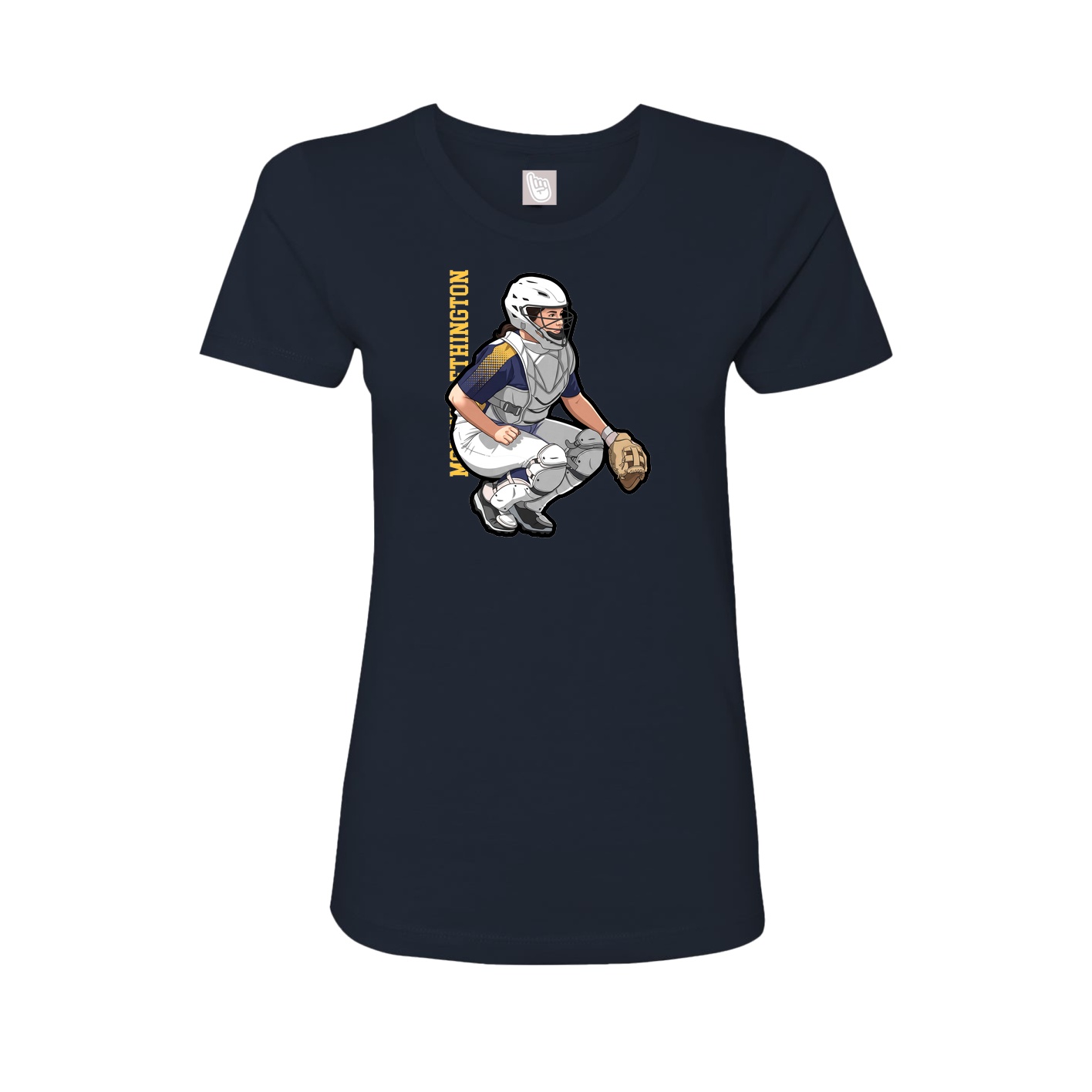 Womens Tee — Name Vertical in Navy