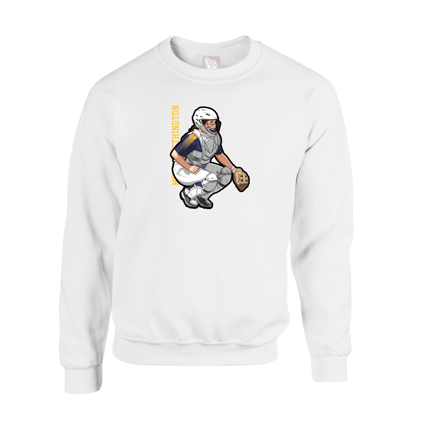 Fleece Crew — Name Vertical in White