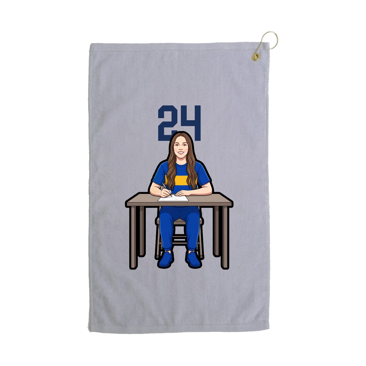 Golf Towel — Number Top in Grey