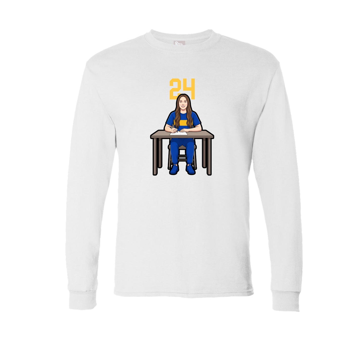 Long Sleeve Tee — Number Top in White