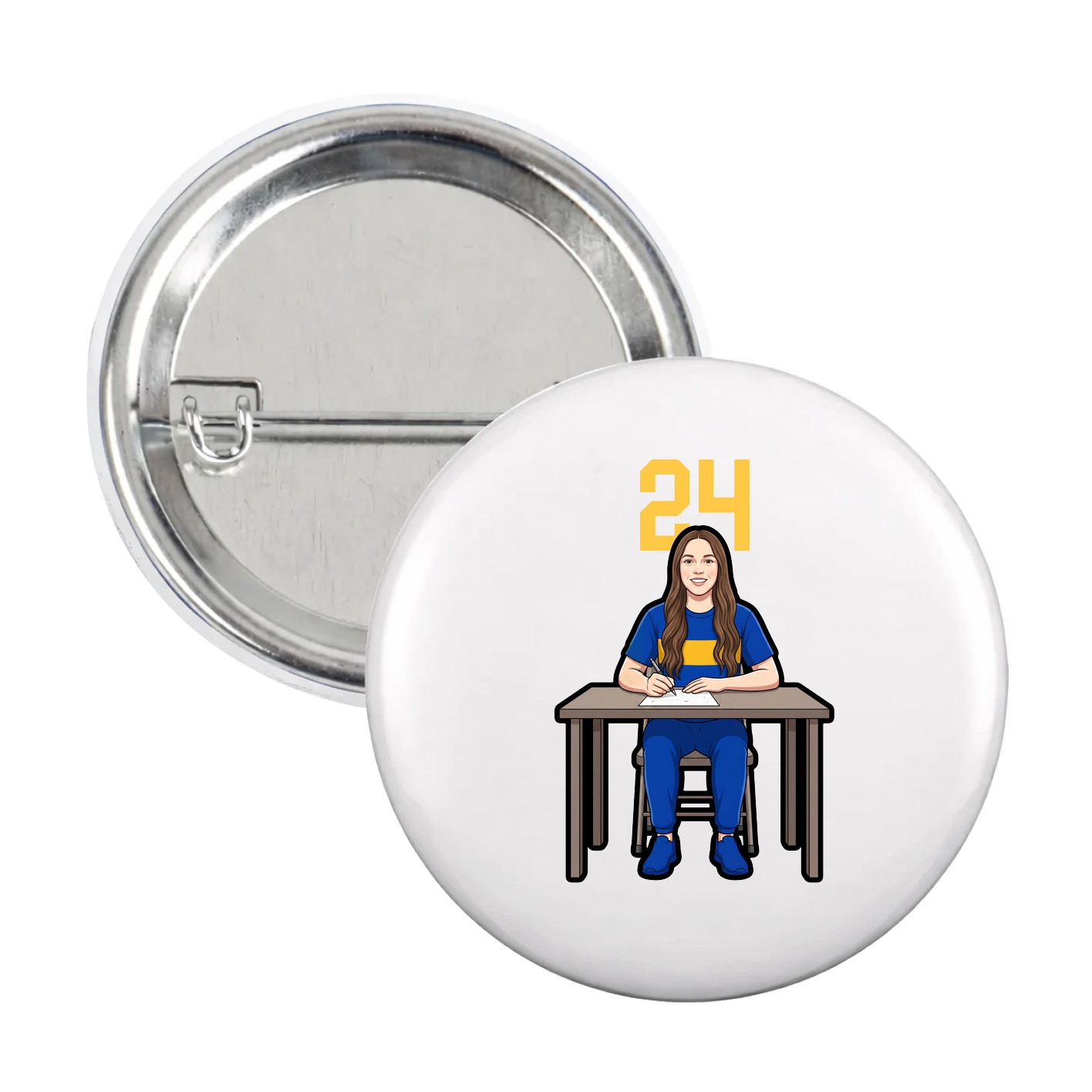 Game Day Button — Number Top in White