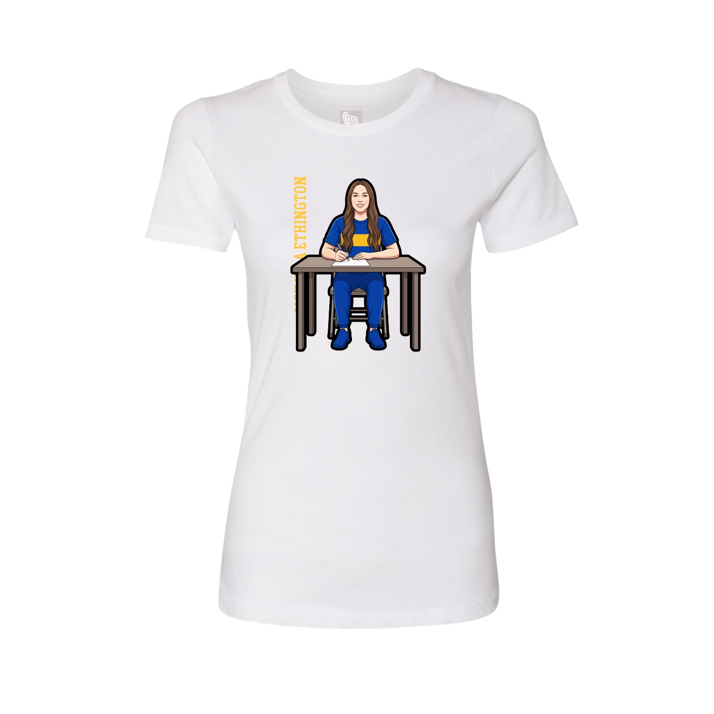 Womens Tee — Name Vertical in White