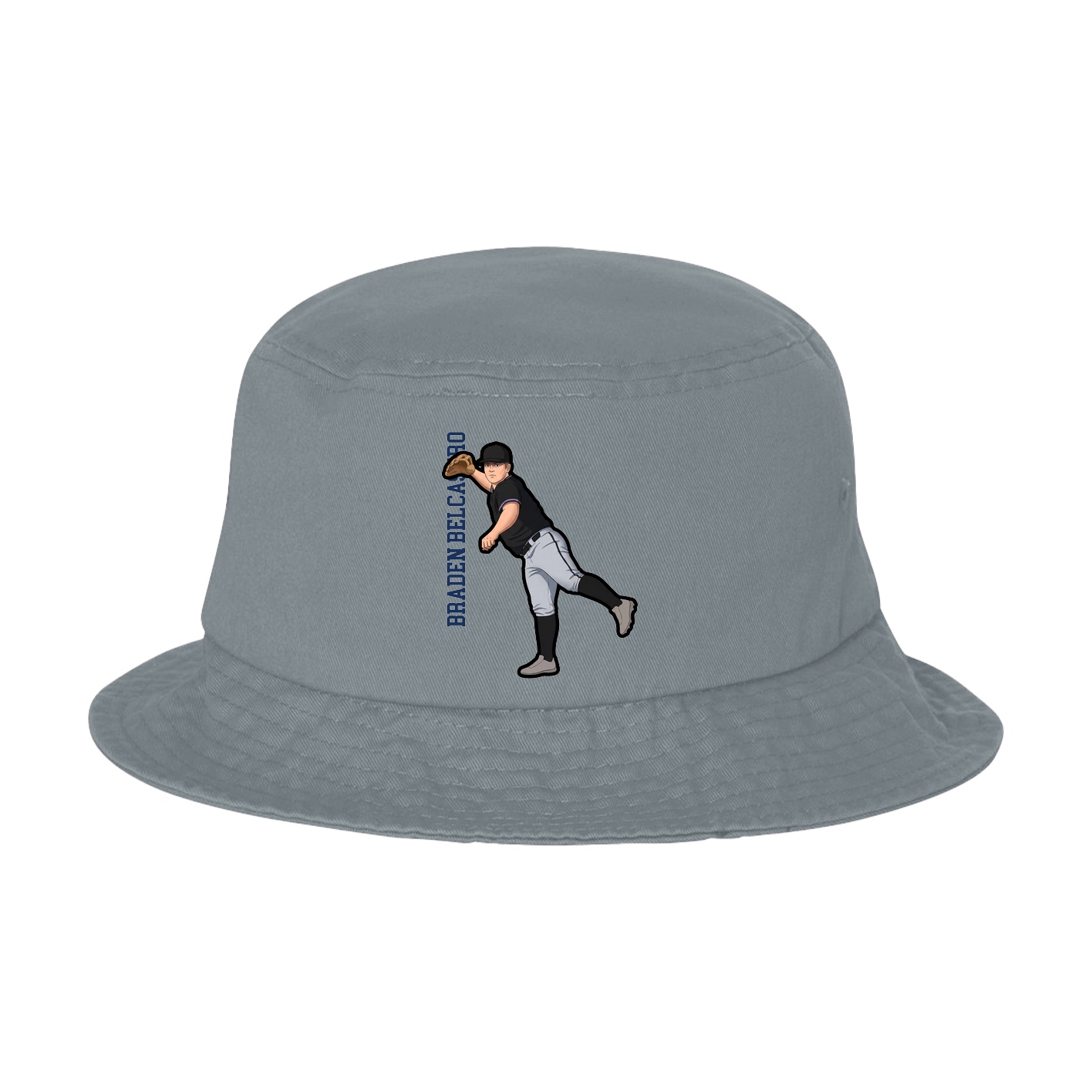 Bucket Cap — Name Vertical in Grey