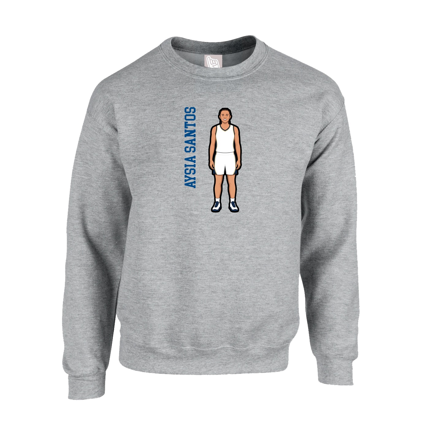 Fleece Crew — Name Vertical in Grey