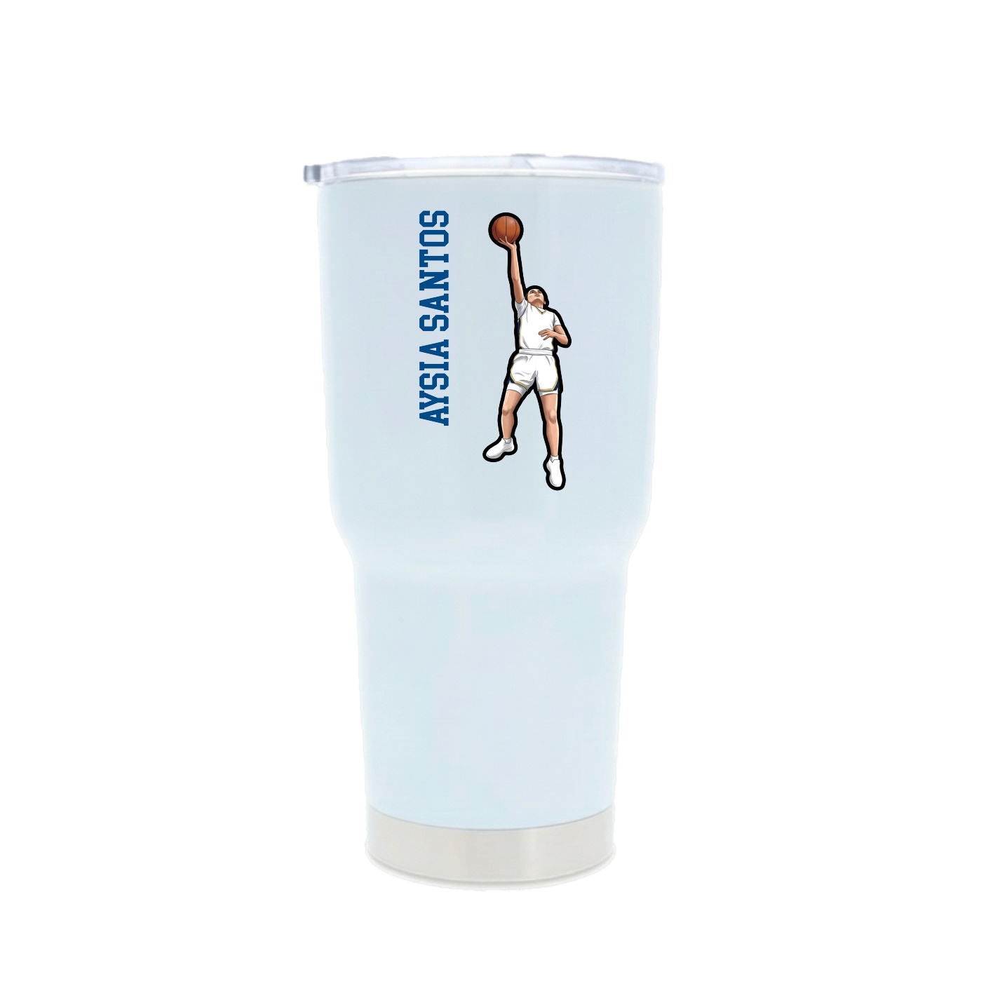 30oz Stainless Steel Tumbler — Name Vertical in White