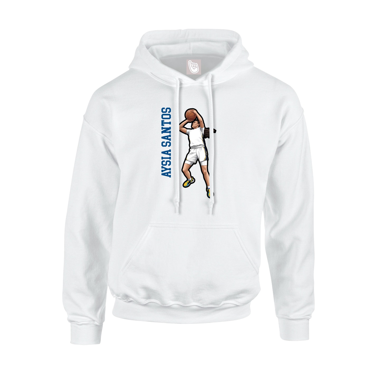 Youth Hoodie — Name Vertical in White