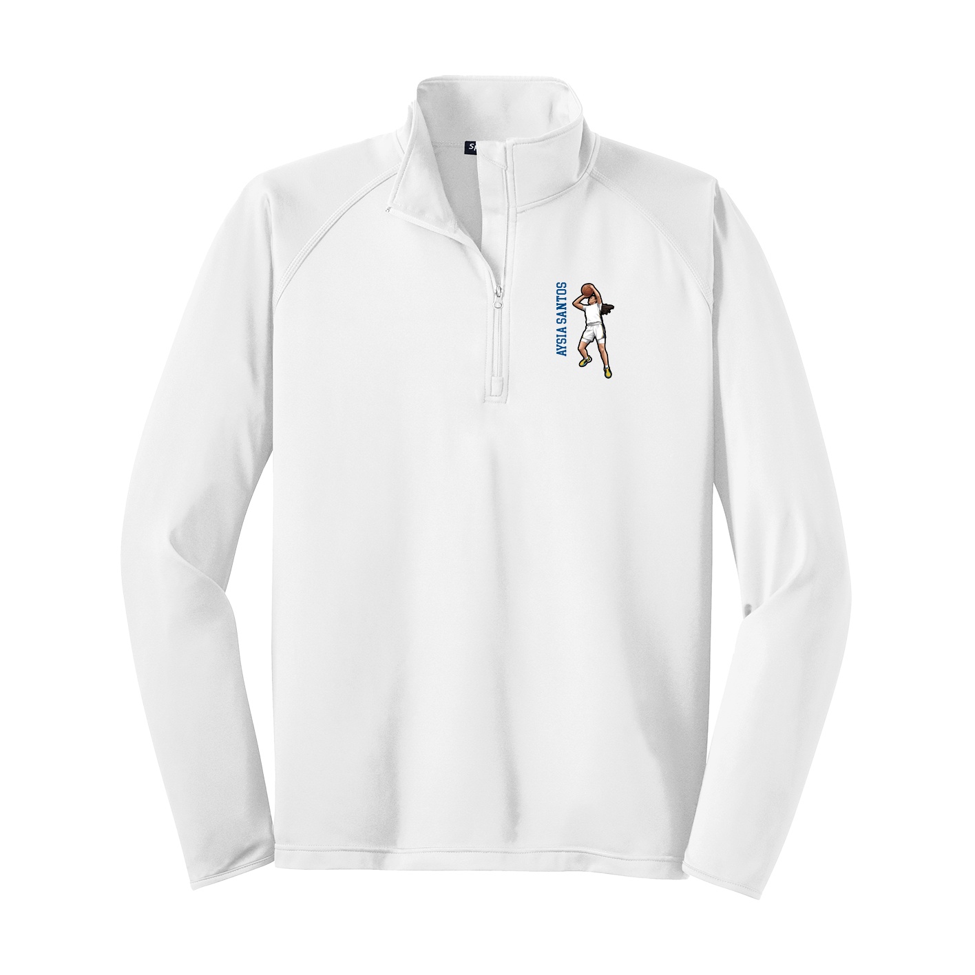 Q-Zip Pullover — Name Vertical in White
